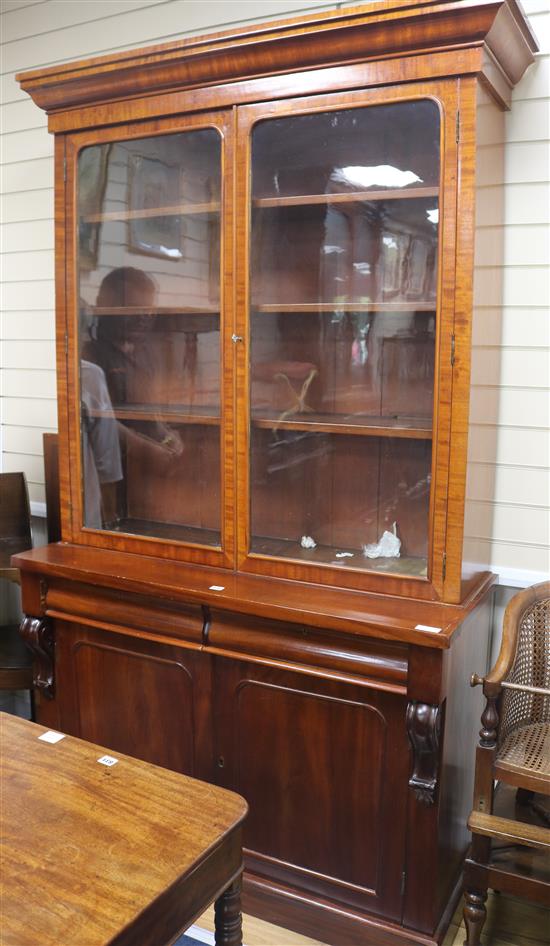 A Victorian mahogany glazed bookcase, H.217cm